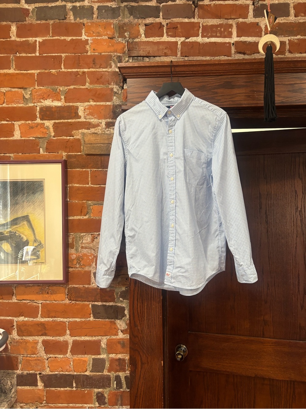 Vineyard Vines Light Blue Check Slim Fit Murray Button-Down Men's Shirt